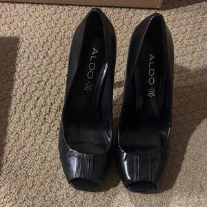 Aldo Elegant Black Peep Toe Heels